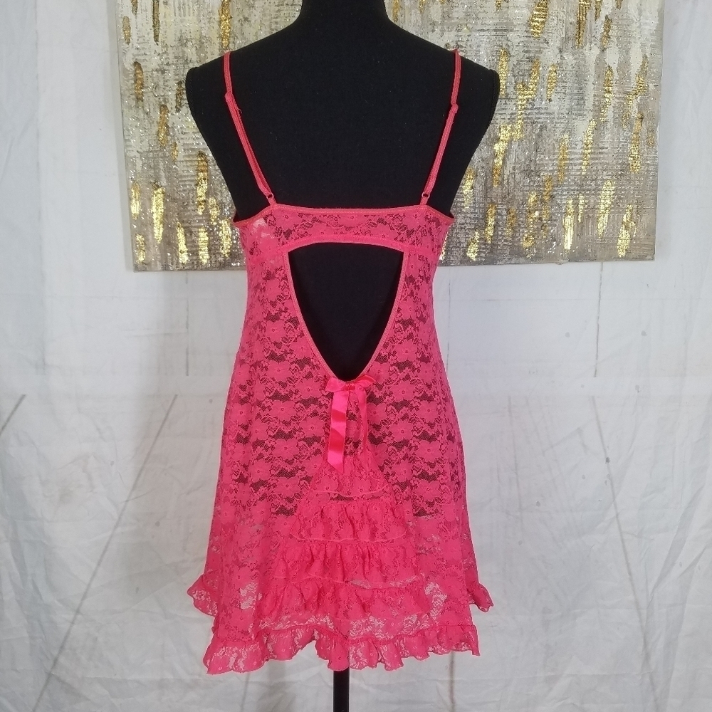 In Bloom Pink Lace Sheer Nightie View 3